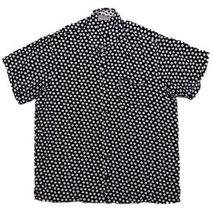 KENNY FLOWERS Short Sleeve Camp Shirt Rayon Black Polka Dots XXL 2XL